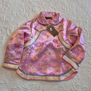 Yang Asian design pink yellow and teal kimono jacket NEW